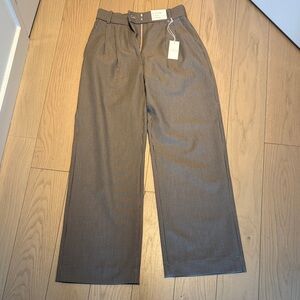 Abercrombie & Fitch Wide Leg Plaid Trousers in navy/Burgundy